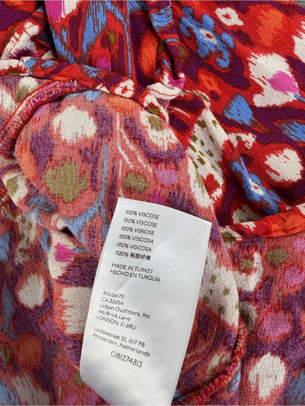 Anthropologie Red Floral V-Neck Tiered Mini Dress size M - Picture 12 of 13